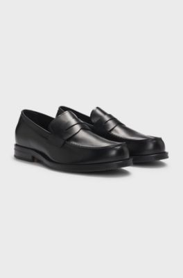 Dressletic slip-on penny loafers in leather, Black