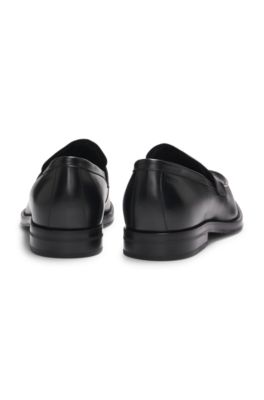 Dressletic slip-on penny loafers in leather, Black