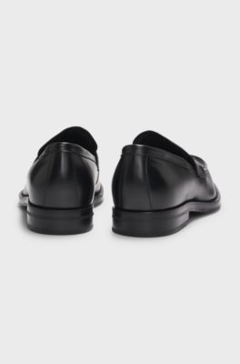 Dressletic slip-on penny loafers in leather, Black