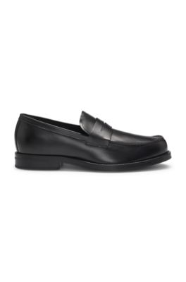 Dressletic slip-on penny loafers in leather, Black