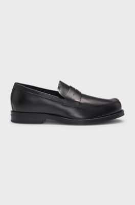Dressletic slip-on penny loafers in leather, Black