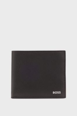 Wallet with silver-foil logo, Dark Brown