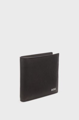 Wallet with silver-foil logo, Dark Brown