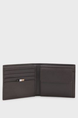 Wallet with silver-foil logo, Dark Brown