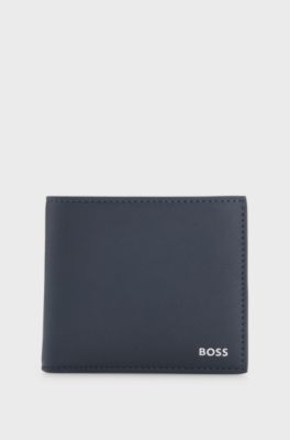 Wallet with silver-foil logo, Blue