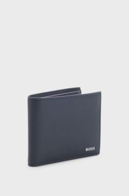 Wallet with silver-foil logo, Blue
