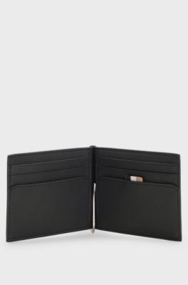 Structured folding wallet with integrated money clip, Black