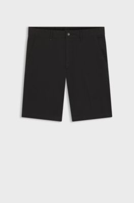 Slim-Fit Shorts aus elastischem Baumwoll-Twill, Schwarz