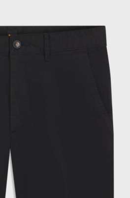 Slim-fit short van katoenen twill met stretch, Zwart