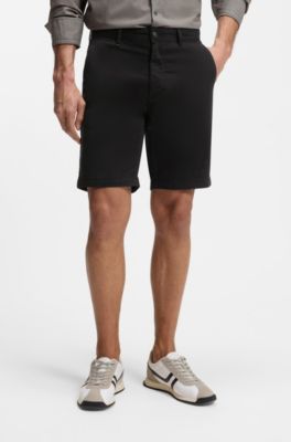 Short Slim en twill de coton stretch, Noir