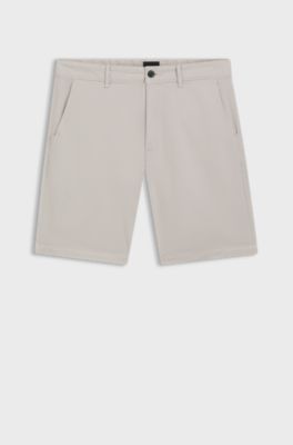 Slim-fit short van katoenen twill met stretch, Lichtgrijs