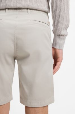 Slim-fit short van katoenen twill met stretch, Lichtgrijs
