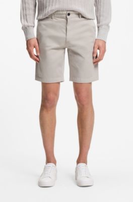 Slim-fit short van katoenen twill met stretch, Lichtgrijs