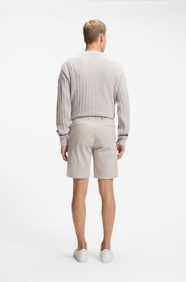 Bermuda slim fit in twill di cotone elasticizzato, Grigio chiaro