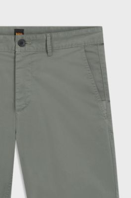 Bermuda slim fit in twill di cotone elasticizzato, Grigio