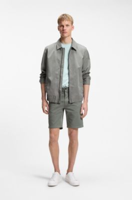 BOSS - Slim-fit shorts in stretch-cotton twill - Grey