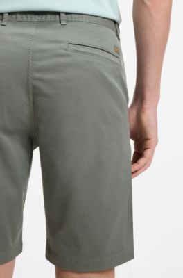 Bermuda slim fit in twill di cotone elasticizzato, Grigio