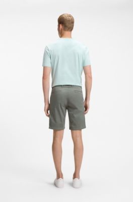 Bermuda slim fit in twill di cotone elasticizzato, Grigio