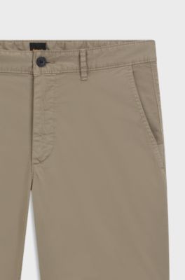 Slim-fit shorts in stretch-cotton twill, Light Brown