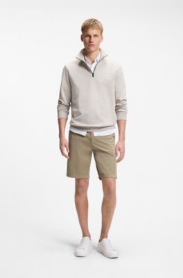 Slim-fit shorts in stretch-cotton twill, Light Brown