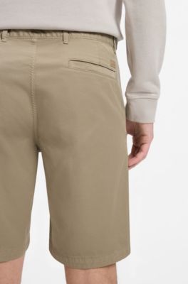 Slim-fit shorts in stretch-cotton twill, Light Brown