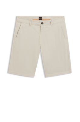 Slim-fit shorts in stretch-cotton twill, Light Beige