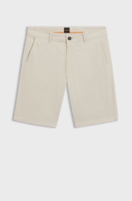 Slim-fit shorts in stretch-cotton twill, Light Beige
