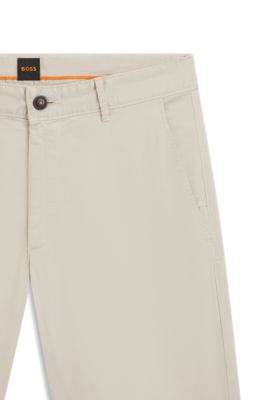 Slim-fit shorts in stretch-cotton twill, Light Beige