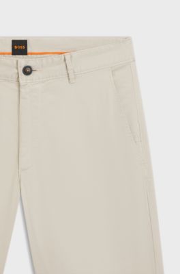Slim-fit shorts in stretch-cotton twill, Light Beige