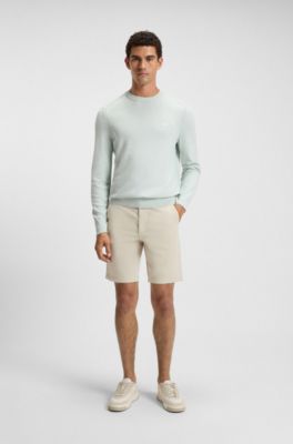 Slim-fit shorts in stretch-cotton twill, Light Beige