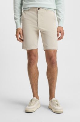 Slim-fit shorts in stretch-cotton twill, Light Beige