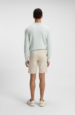 Slim-fit shorts in stretch-cotton twill, Light Beige