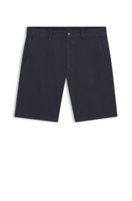 Slim-fit shorts in stretch-cotton twill, Dark Blue