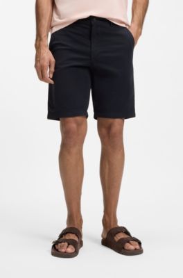 Slim-fit short van katoenen twill met stretch, Donkerblauw