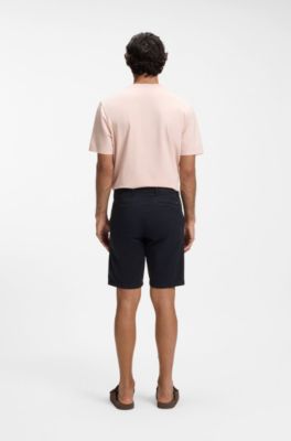 Short Slim en twill de coton stretch, Bleu fonc&eacute;