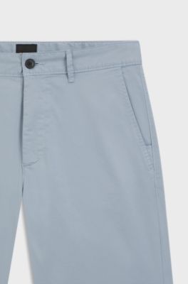 Slim-fit short van katoenen twill met stretch, Lichtblauw