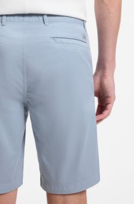 Slim-fit short van katoenen twill met stretch, Lichtblauw