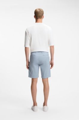 Slim-fit short van katoenen twill met stretch, Lichtblauw