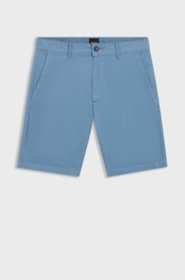 Slim-fit shorts in stretch-cotton twill, Light Blue