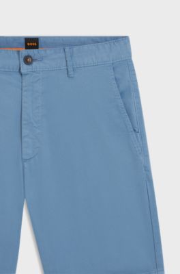 Slim-fit shorts in stretch-cotton twill, Light Blue