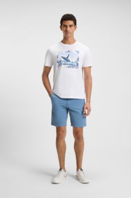 Slim-fit shorts in stretch-cotton twill, Light Blue