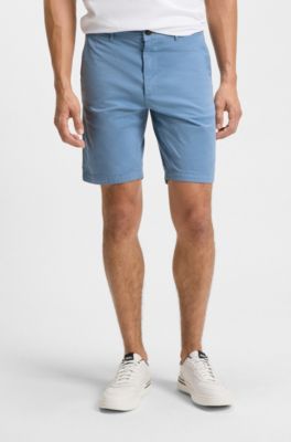 Slim-fit shorts in stretch-cotton twill, Light Blue
