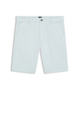 Slim-Fit Shorts aus elastischem Baumwoll-Twill, Hellblau
