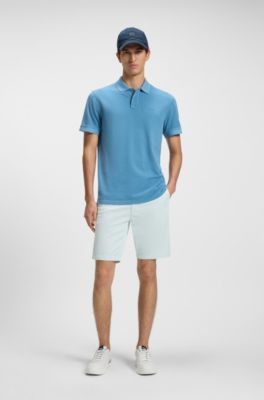 Slim-fit short van katoenen twill met stretch, Lichtblauw