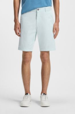 Slim-fit short van katoenen twill met stretch, Lichtblauw
