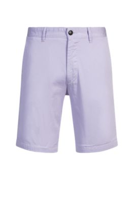 Slim-fit shorts in stretch-cotton twill, Light Purple
