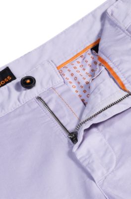 Slim-fit shorts in stretch-cotton twill, Light Purple