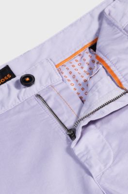 Short Slim en twill de coton stretch, Violet clair