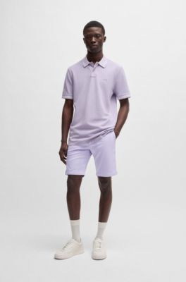 Slim fit-shorts i bomullstwill med stretch, Ljuslila