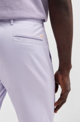 Slim-fit shorts in stretch-cotton twill, Light Purple